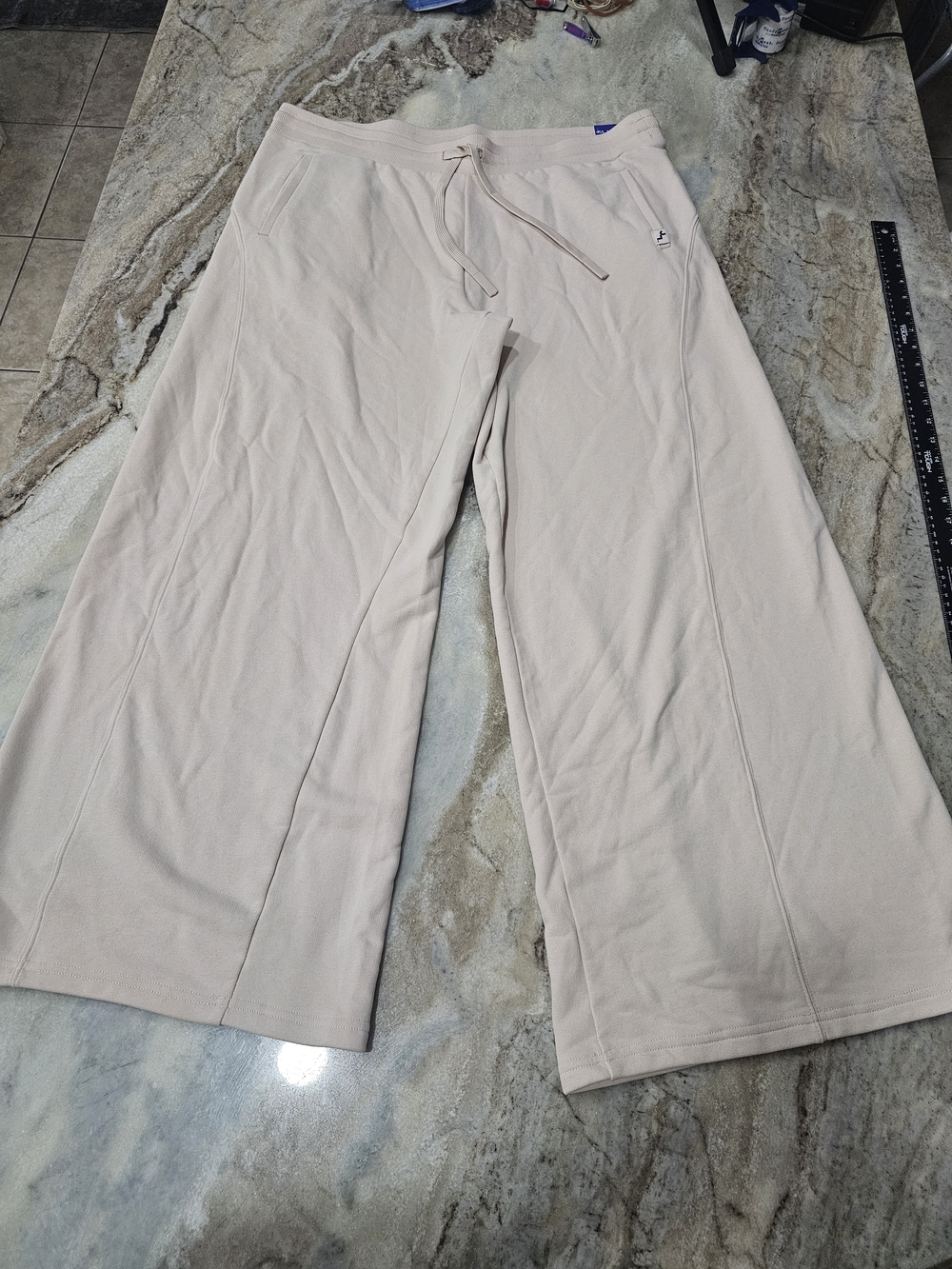 JoyLab Wide Leg Lounge Pants Women’s XXL Cream Cozy Drawstring Athleisure NWT